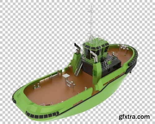 Fishing boat on transparent background 3d render Collection