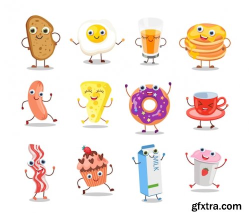 Various funny bread characters