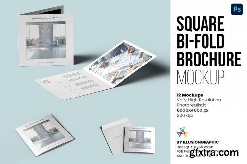 CreativeMarket - Square Bi-Fold Brochure Mockups 6580920