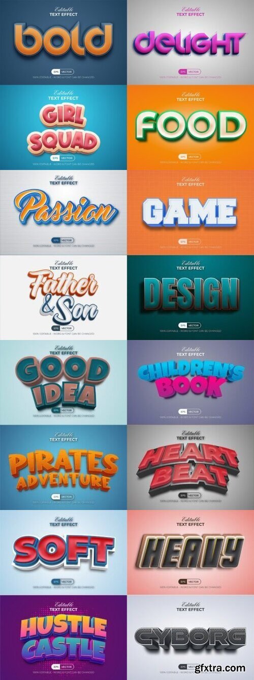 Set of 3D Text Effect Style