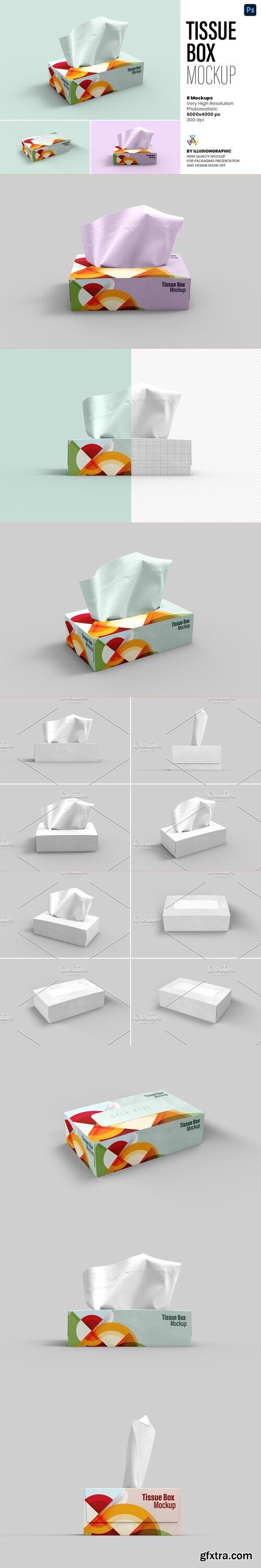 CreativeMarket - Tissue Box Mockup - 8 views 7363613
