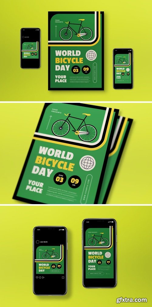 World Bicycle Day Flyer Set YWBDV87