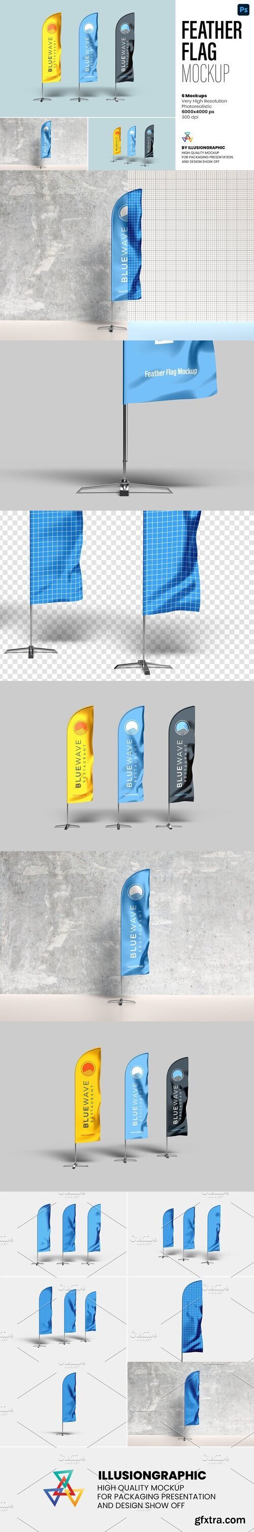 CreativeMarket - Feather Flag Mockup - 6 Views 7367179