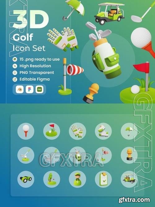 Golf 3D Illustration XMNE49J