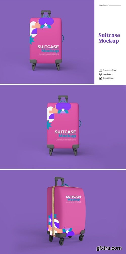 Realistic Suitcase Display Mockup 2 Views 3KGNA9H