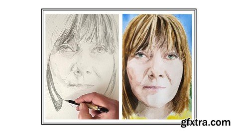 Draw and paint a watercolor Portrait painting for beginners.
