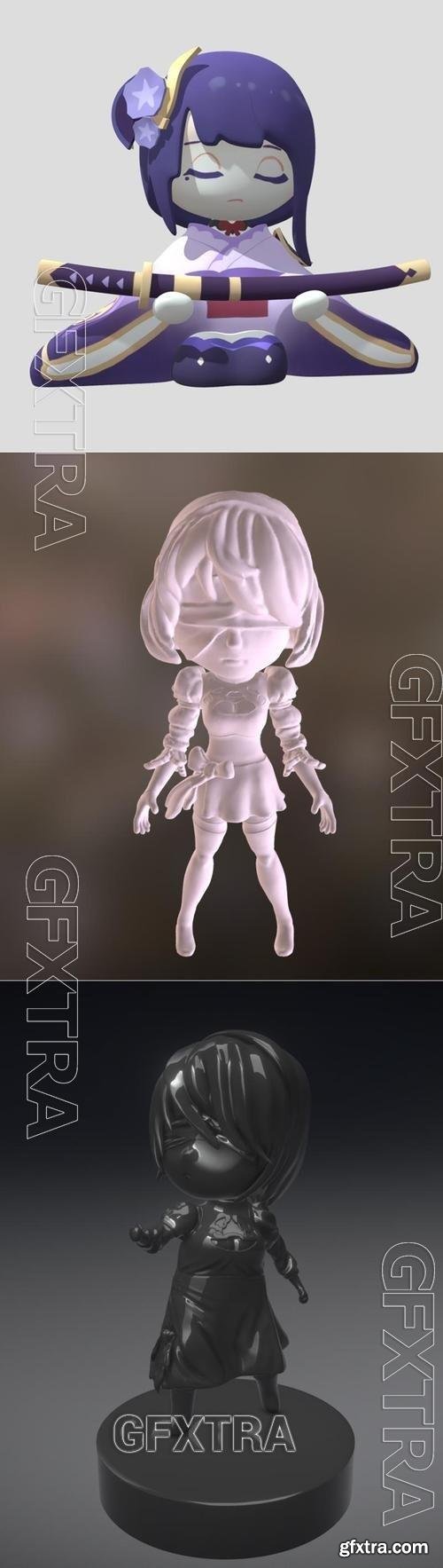 RaidenRef and YoRHa No.2 Type B aka Yorha 2B and Chibi 2B - Fanart 3D