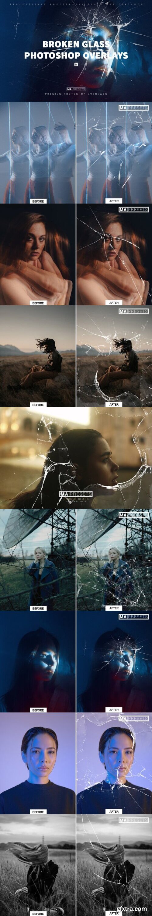 70 BROKEN GLASS OVERLAYS