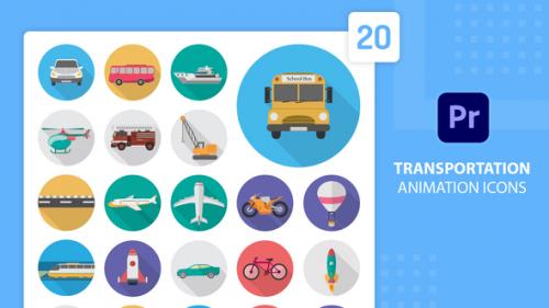 Videohive - Transportation Animation Icons | Premiere Pro MOGRT - 38759887 - 38759887