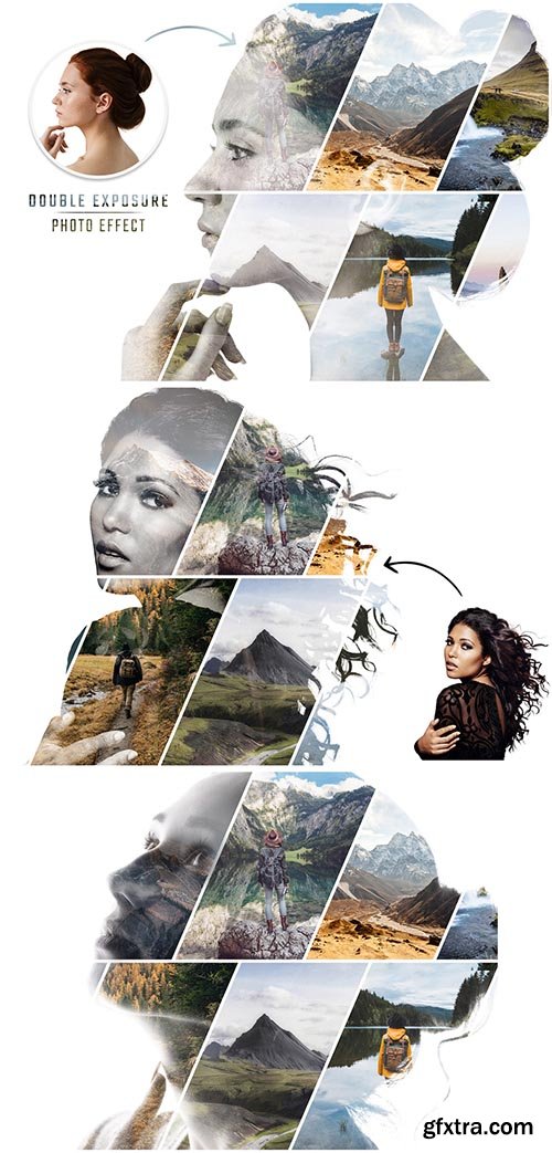 Photo Collage Double Exposure Effect Mockup 513804450