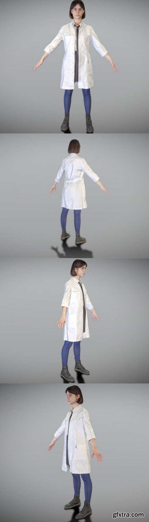 Pretty young woman in a medical gown 3D model