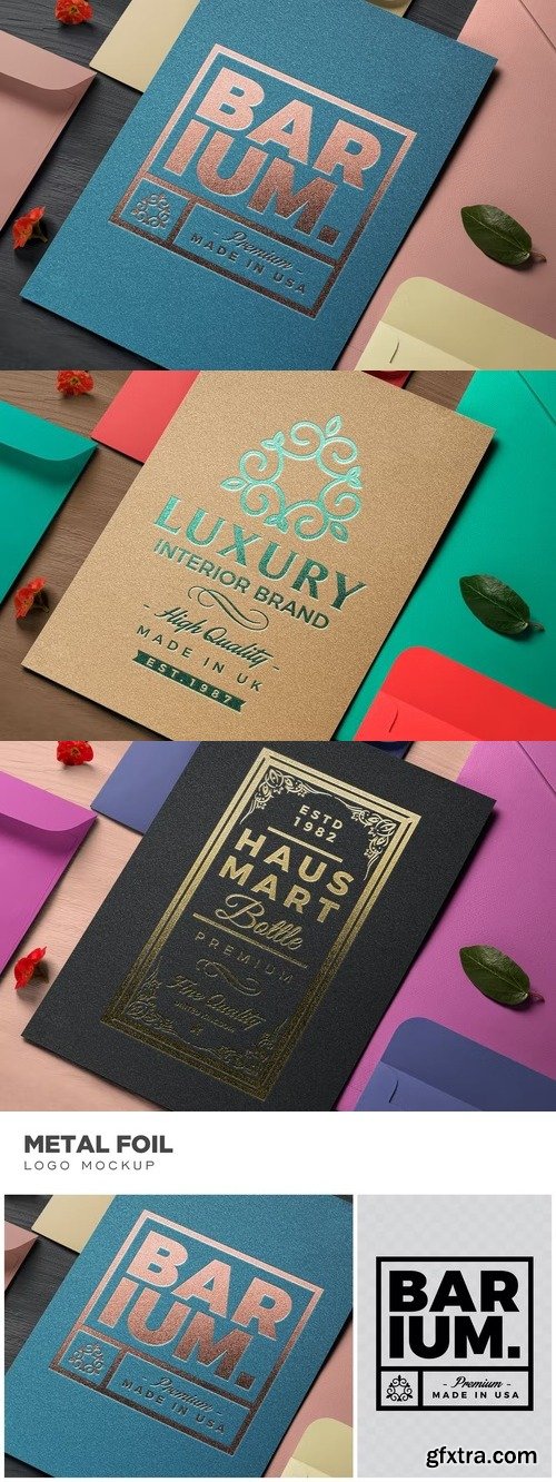 CreativeMarket - Metal Foil Printing Logo Mockup 7346348