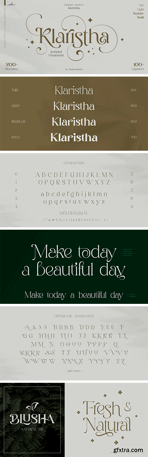Klaristha Font Family Klaristha Font Family