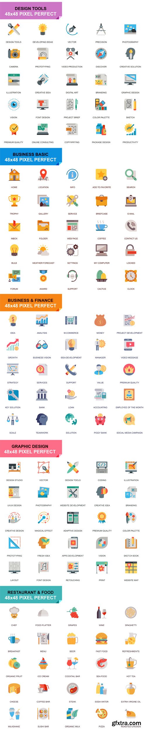 Line & Flat Business Icons Vector Set