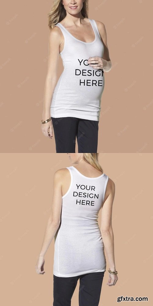 T-shirt mockup on pregnant woman