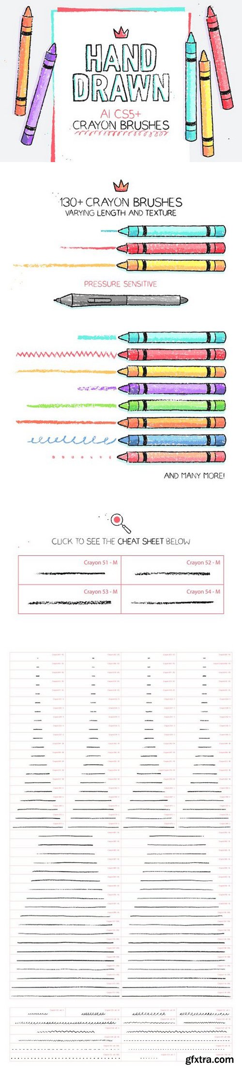 134 Illustrator Crayon Brushes
