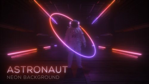 Videohive - Colorful Neon Glowing Astronaut Background Loop - 38857635 - 38857635
