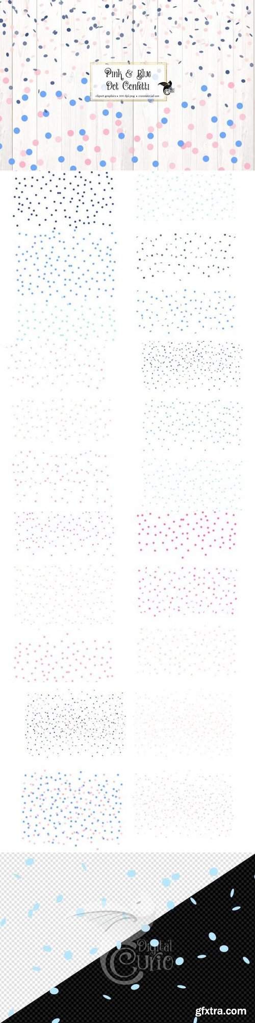 Pink and Blue Dot Confetti Graphics