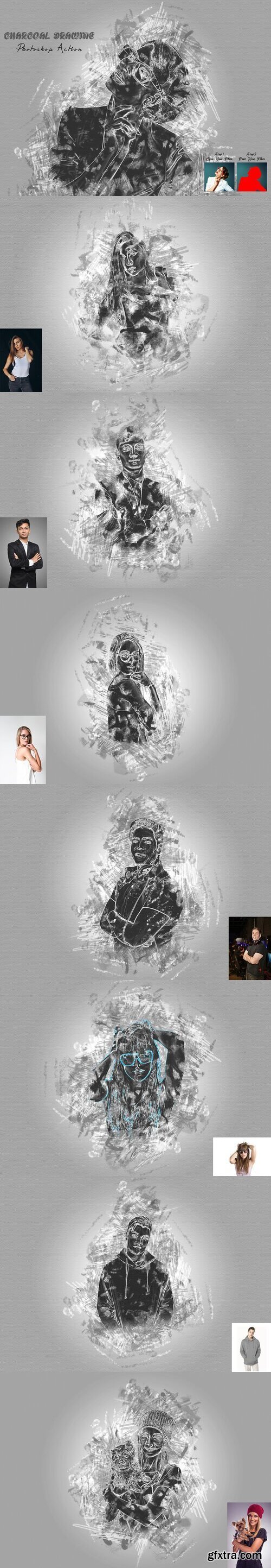 CreativeMarket - Charcoal Drawing Photoshop Action 7436787