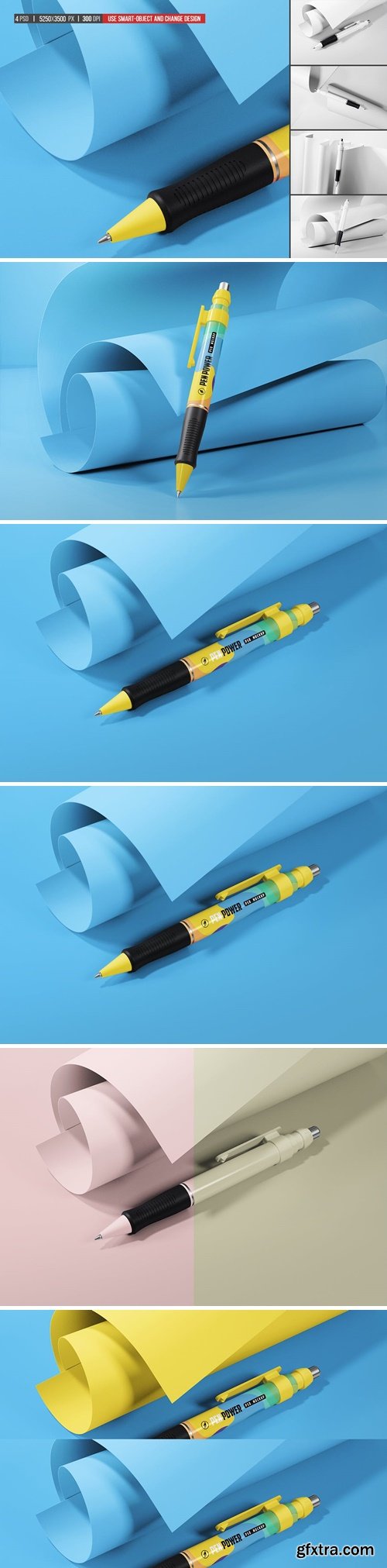 Ballpoint Pen With Rolled Paper Mockup BV6PTRY