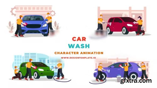 Videohive Vehicle Car Washing Character Animation 38960464
