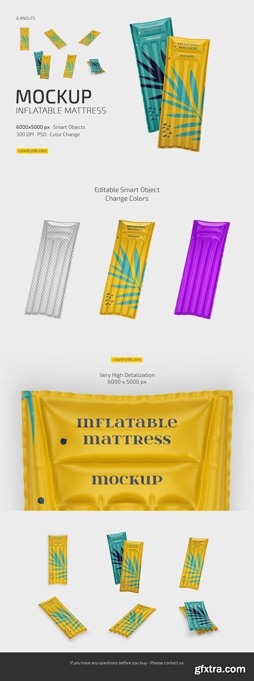 CreativeMarket - Inflatable Mattress Mockup Set 7436090