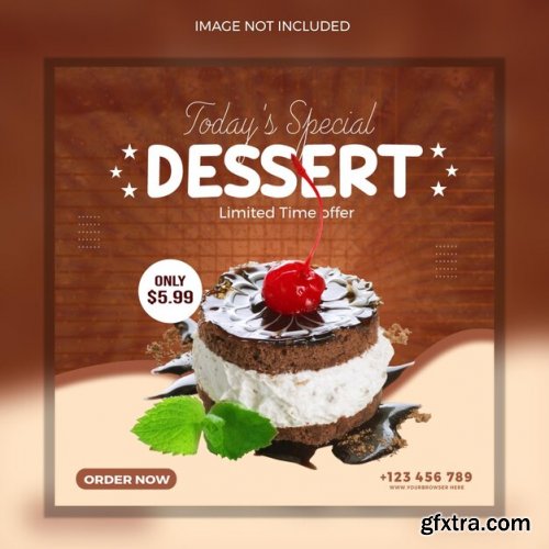 Delicious sweet dessert & ice cream social media post and instagram square banner 