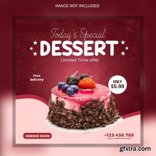 Delicious sweet dessert & ice cream social media post and instagram square banner 