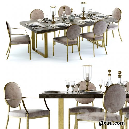 Eichholtz Melchior Table and Scribe Chairs