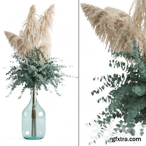Cortaderia and eucalyptus in a large bottle
