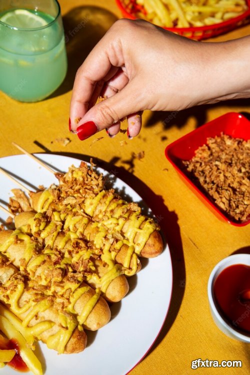 Delicious corn dog meal