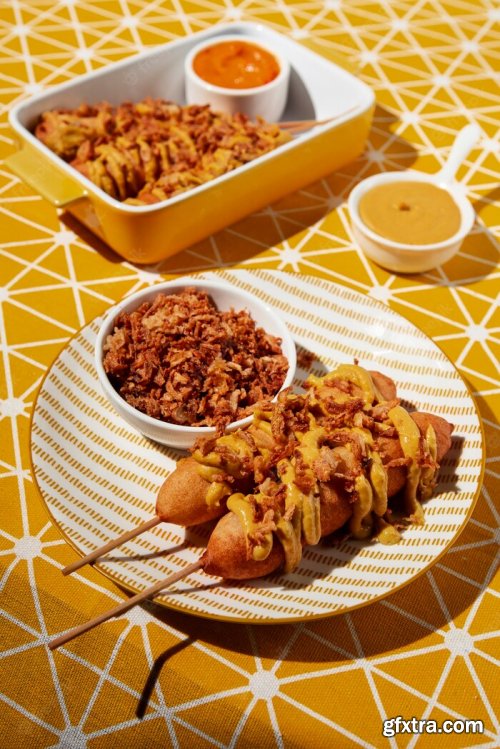 Delicious corn dog meal