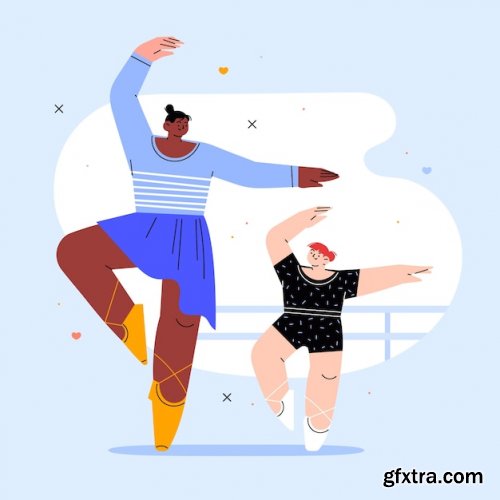 Flat design dance school illustration 