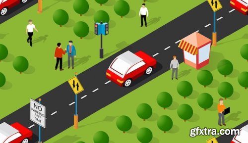 Lifestyle crossroads illustration of the city block vector