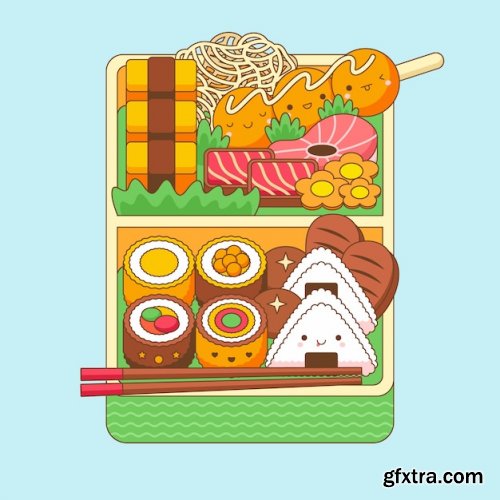 Hand drawn kawaii food illustration 2
