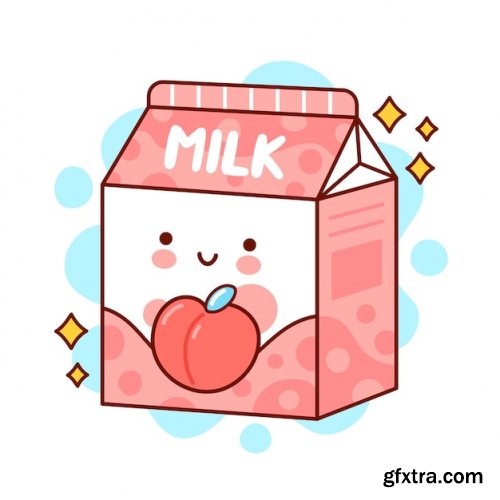 Cute happy funny flavored milk collection