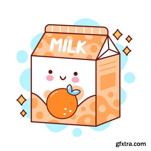 Cute happy funny flavored milk collection