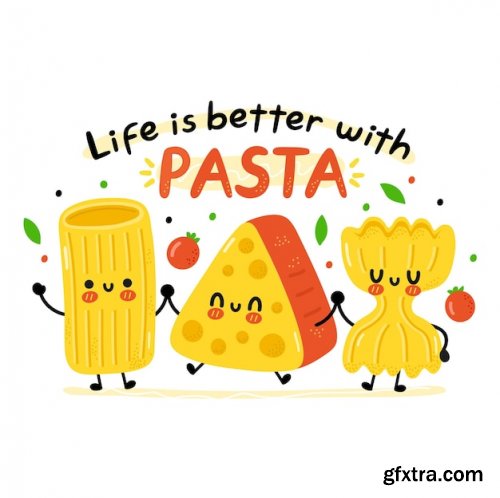 Cute funny macaroni pasta,cheese character