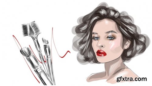 Woman face makeup sketch