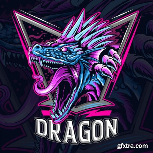 Dragon head angry vector