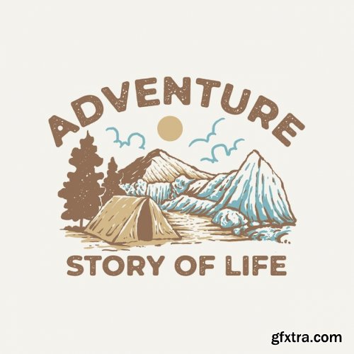 Outdoor adventure vintage illustration
