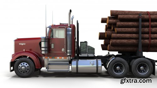 Kenworth log truck VR / AR / low-poly 3d model