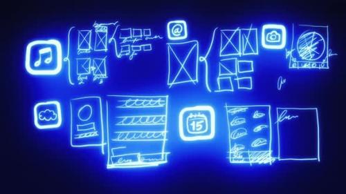 Videohive - Mobile App Wireframing, Prototyping (Neon Blueprint) - 38951317 - 38951317