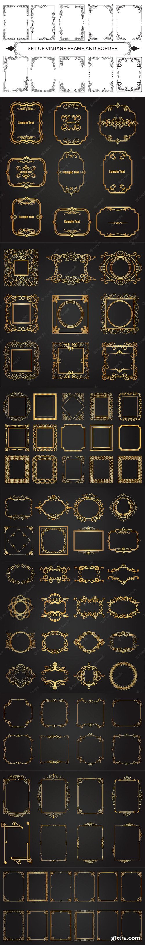 Set of decorative vintage frames and borders