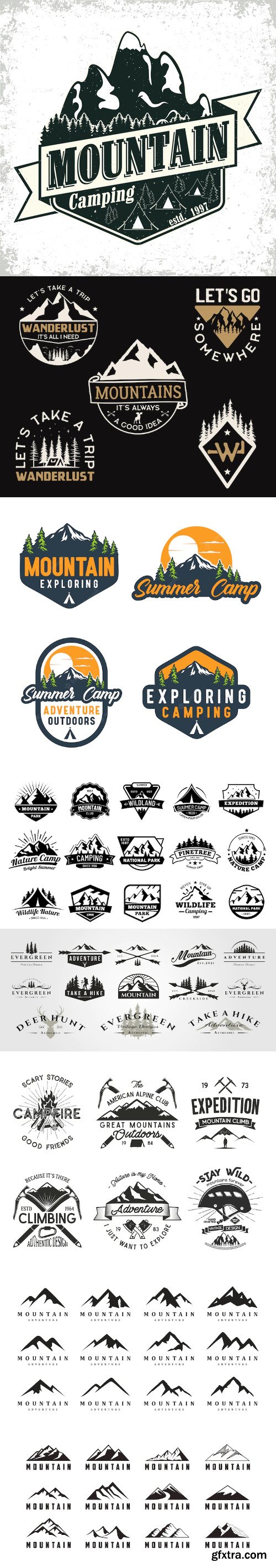 Vintage mountain badges logos