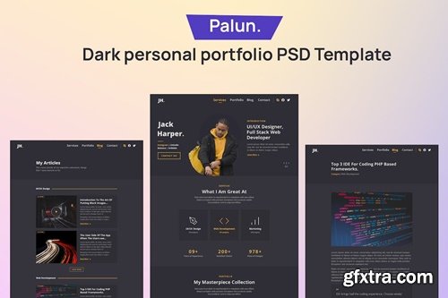 Palun - Dark Personal Portfolio PSD Template