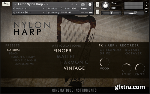 Cinematique Instruments Nylon Harp v2.5 KONTAKT