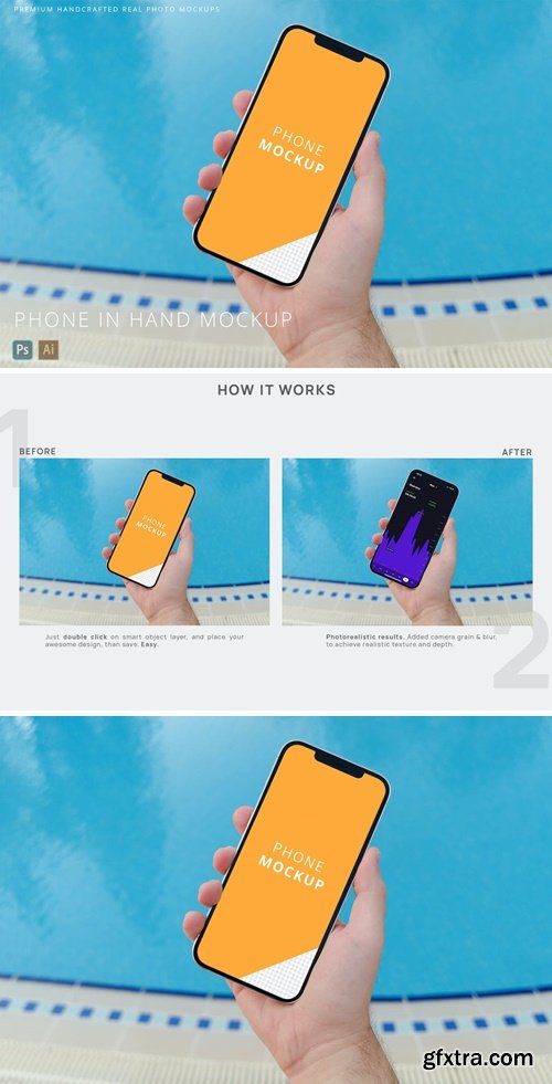 iPhone 12 Pro Max in Mans Hand Hotel Pool Vacation XQWNT7L