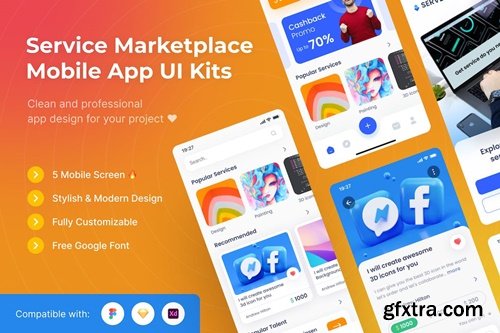 Service Marketplace Mobile App UI Kits Template 93P7HV4