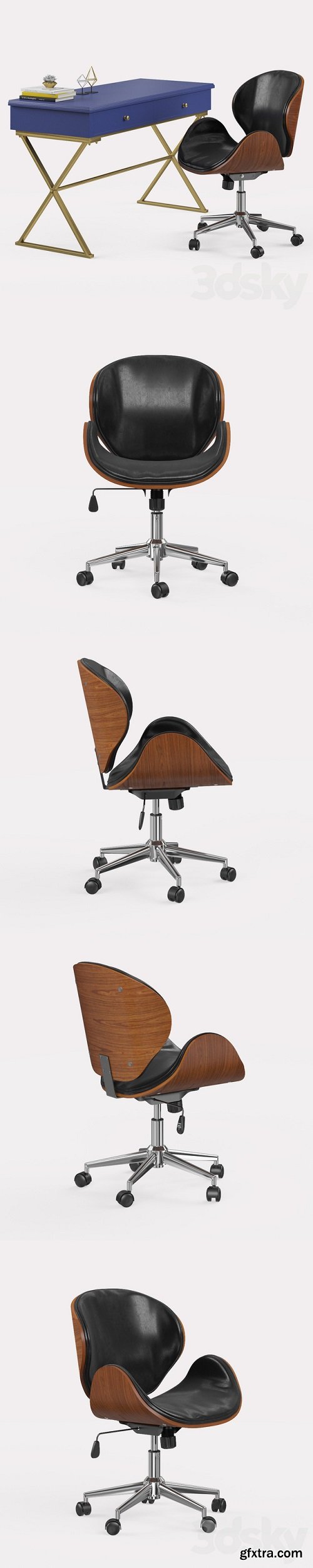 Baxton Studio Bruce modern office chair with Linon Campaign desk